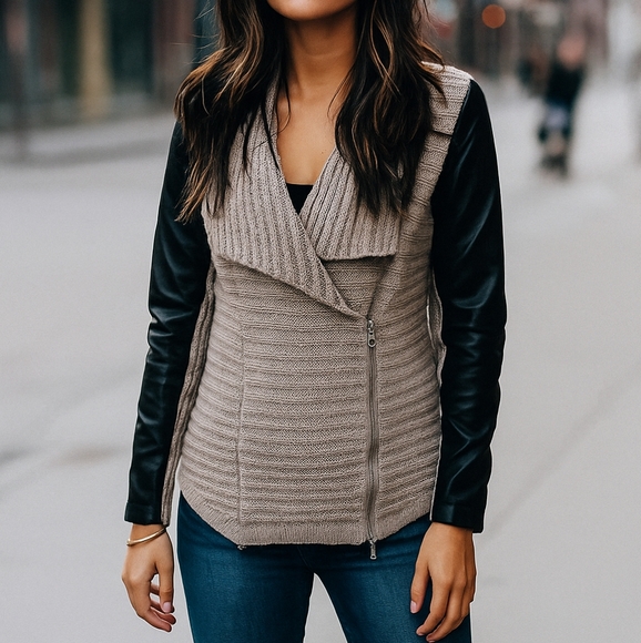 NEIMAN MARCUS | $275 Moto Sweater Jacket - Picture 1 of 1